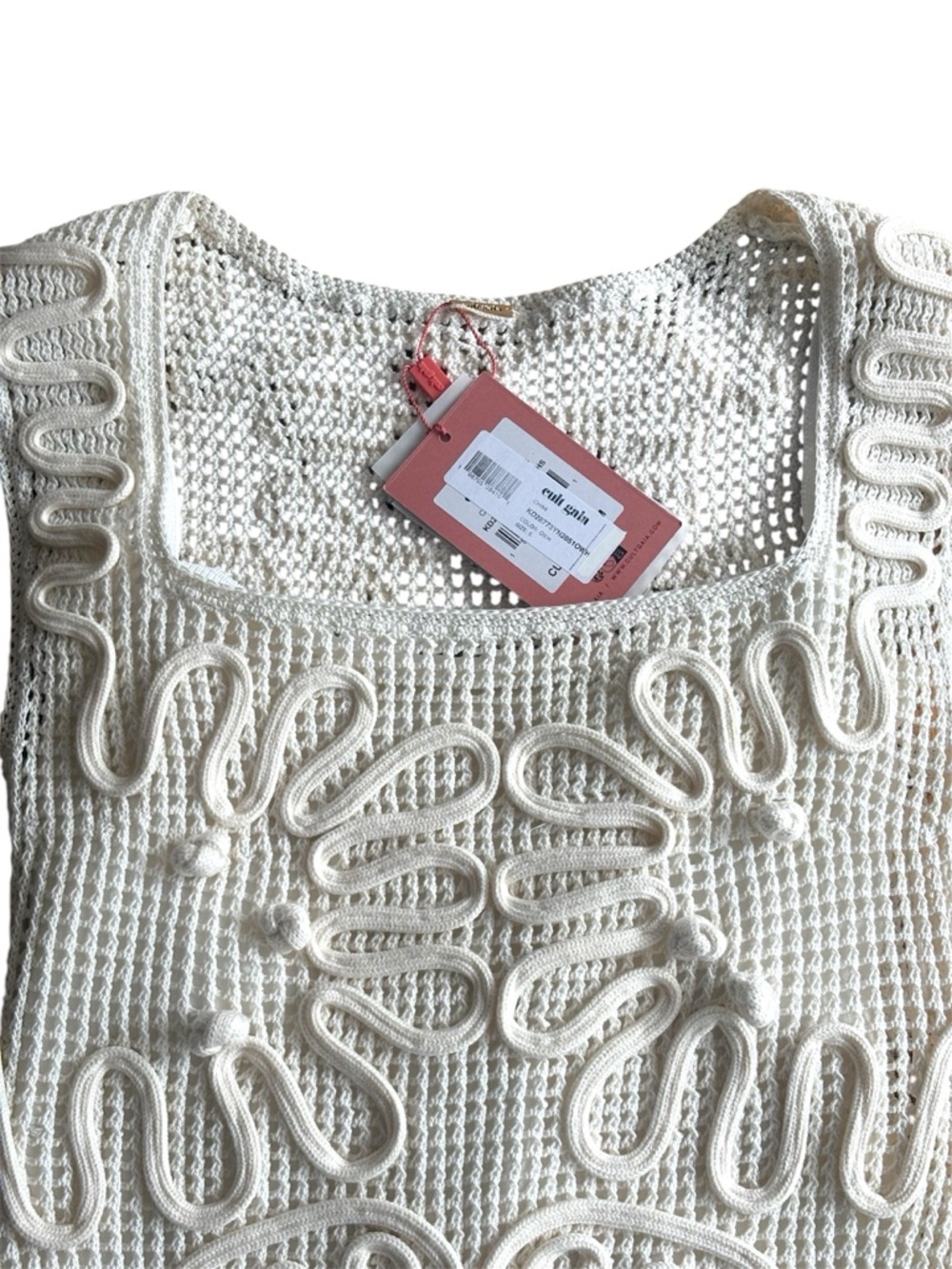Cult Gaia Chimi Cotton Knit Mini Dress in Off White Sz. Small BNWT - Picture 9 of 11